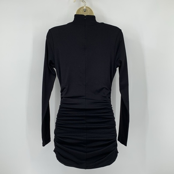 Susana Monaco mini dress bodycon criss cross cutout black stretch knit new M - Picture 2 of 5